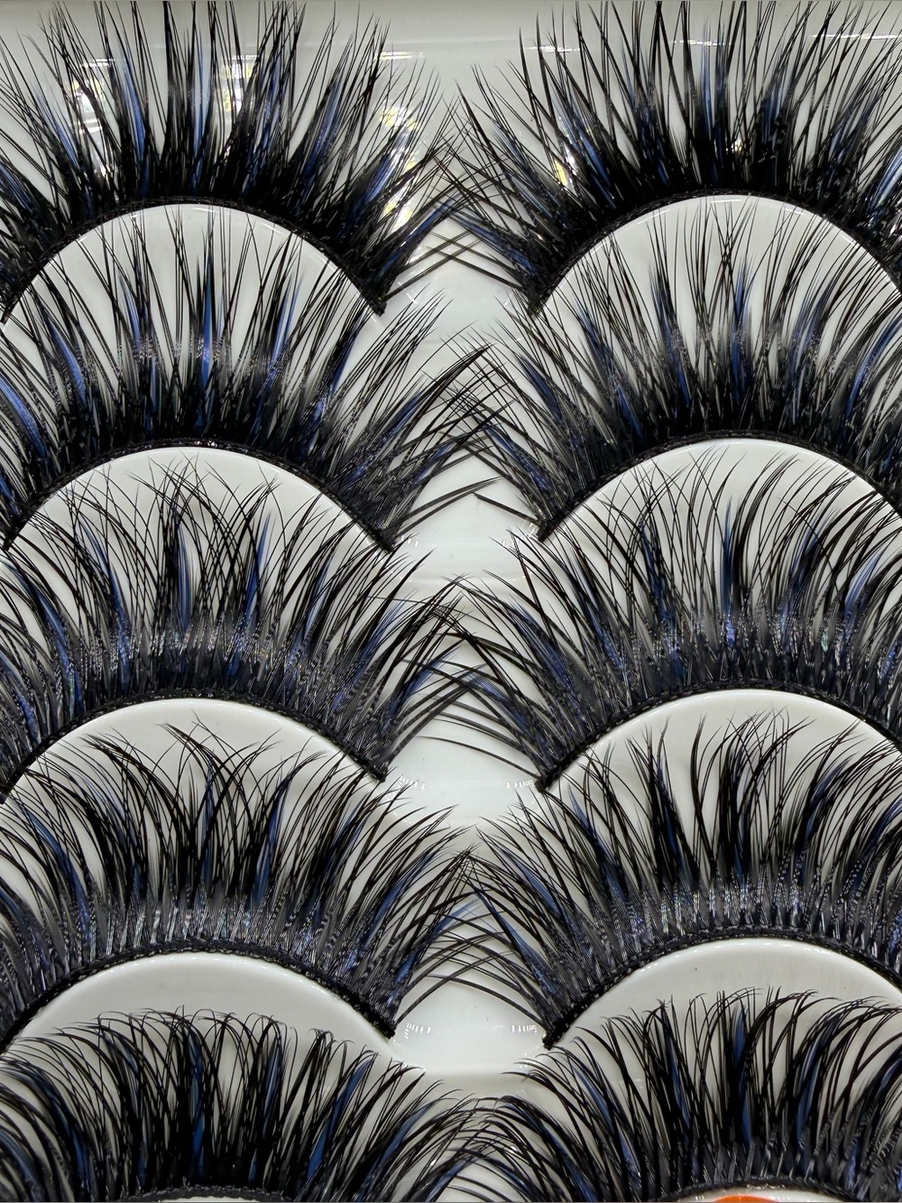10 Pairs Black & Blue Manga False Eye Lashes Strips